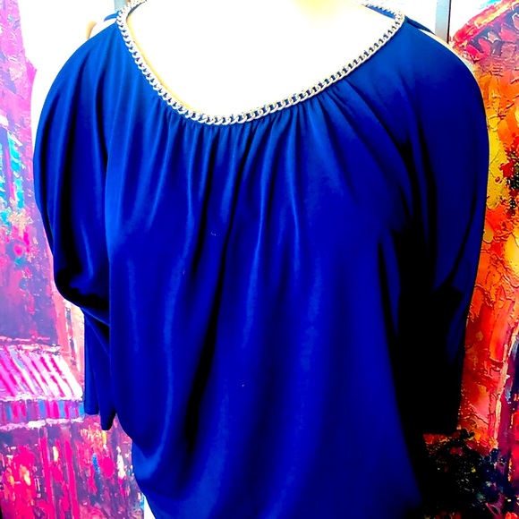 Michael Kors blue top with chain - Picture 1 of 5